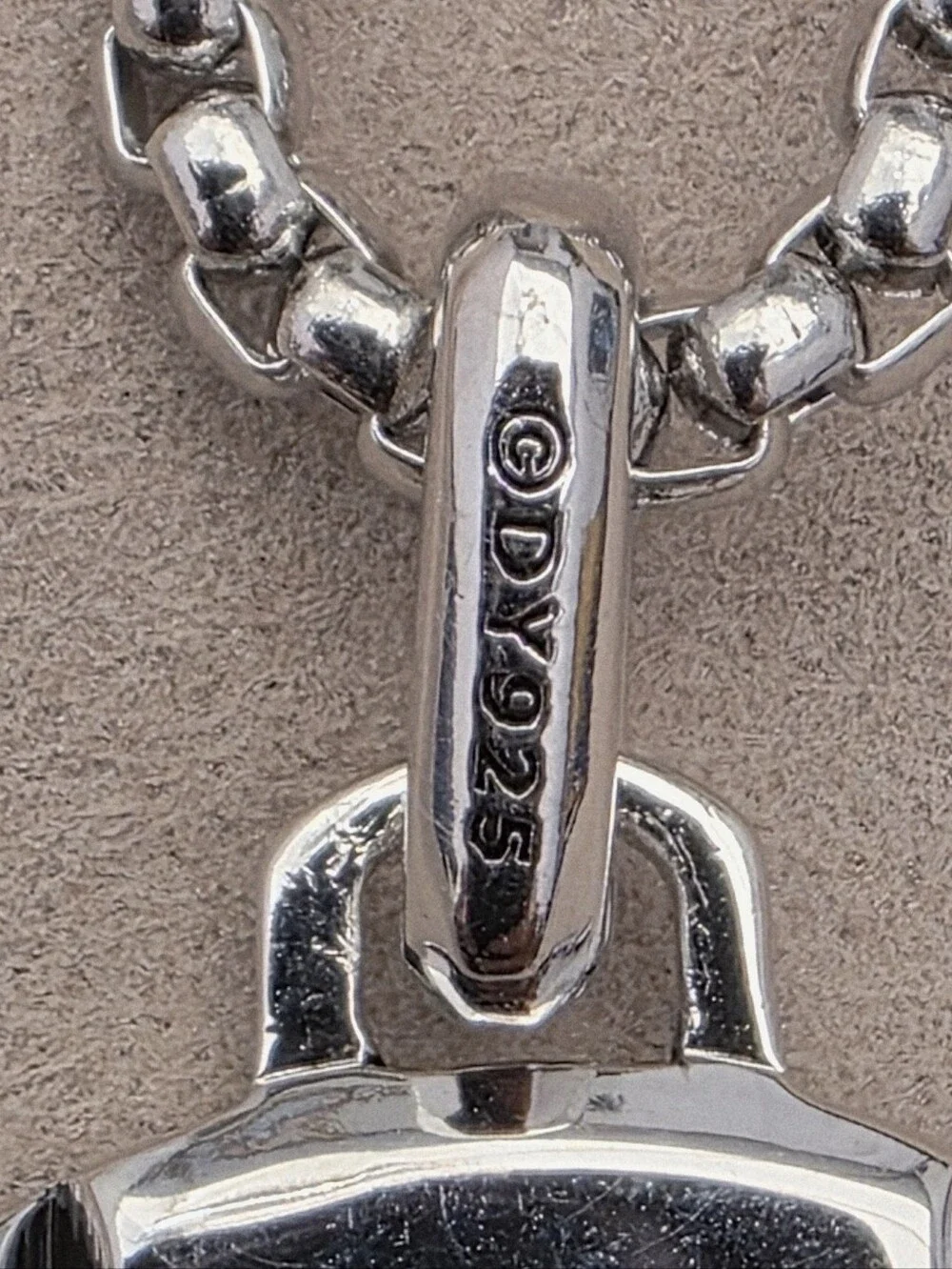 David Yurman Silver Ribbed Dog Tag Pendant Necklace with Gold Accent